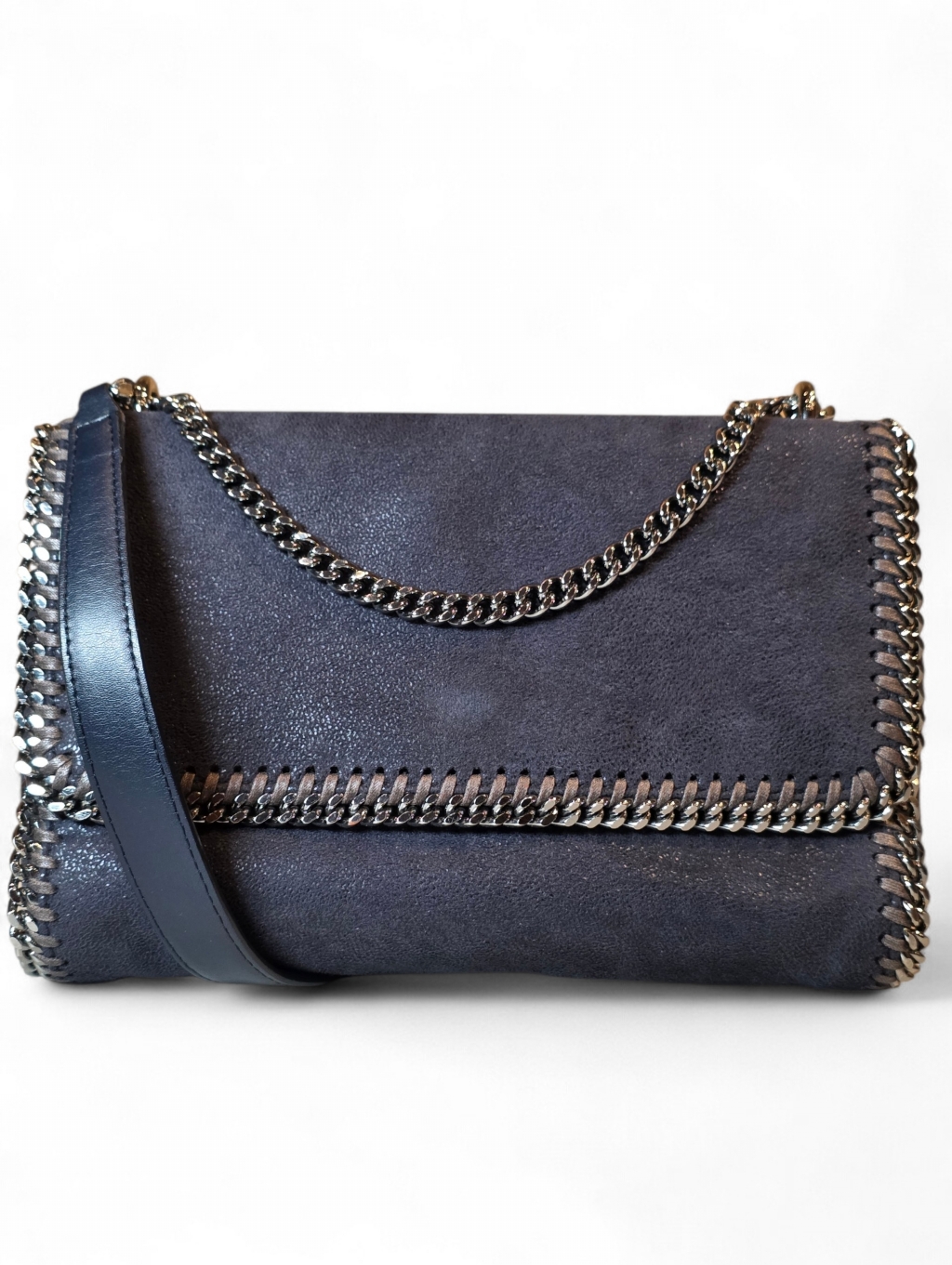 Stella Mccartney Falabella Shaggy Deer Crossbody Bag Navy Vegan Leather